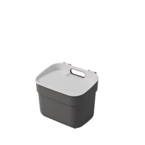 CURVER Poubelle de Tri 5L "Ready To Collect" - Utilisable en Compost - Avec Support Mural pour Mur ou Porte - Cuisine, Salle de Bain, Buanderie - 100% Recyclé - Anthracite