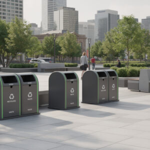 découvrez notre poubelle de rue en demi-lune, idéale pour un espace public propre et esthétique. design innovant et robuste, parfaite pour tous les environnements urbains.