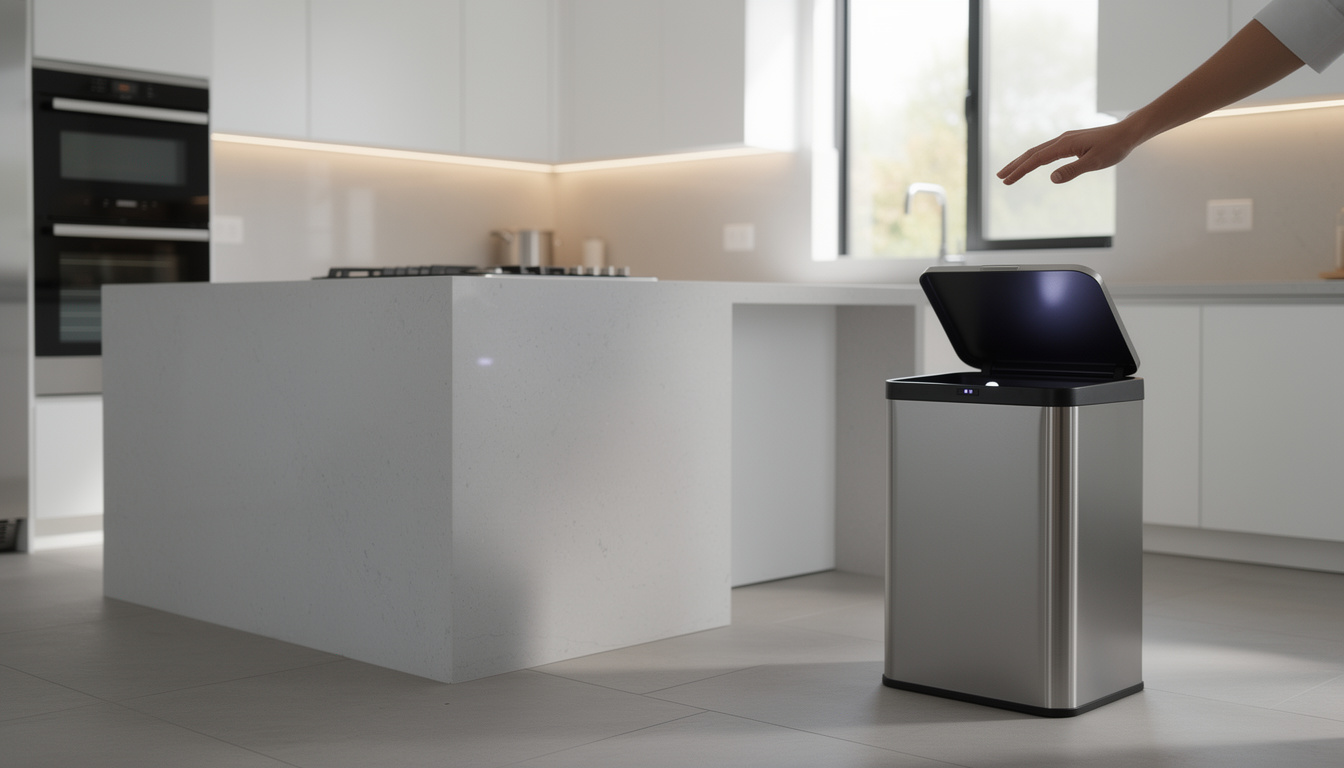 découvrez notre poubelle électronique intelligente alliant design moderne et fonctionnalités pratiques pour une gestion des déchets simplifiée et hygiénique.